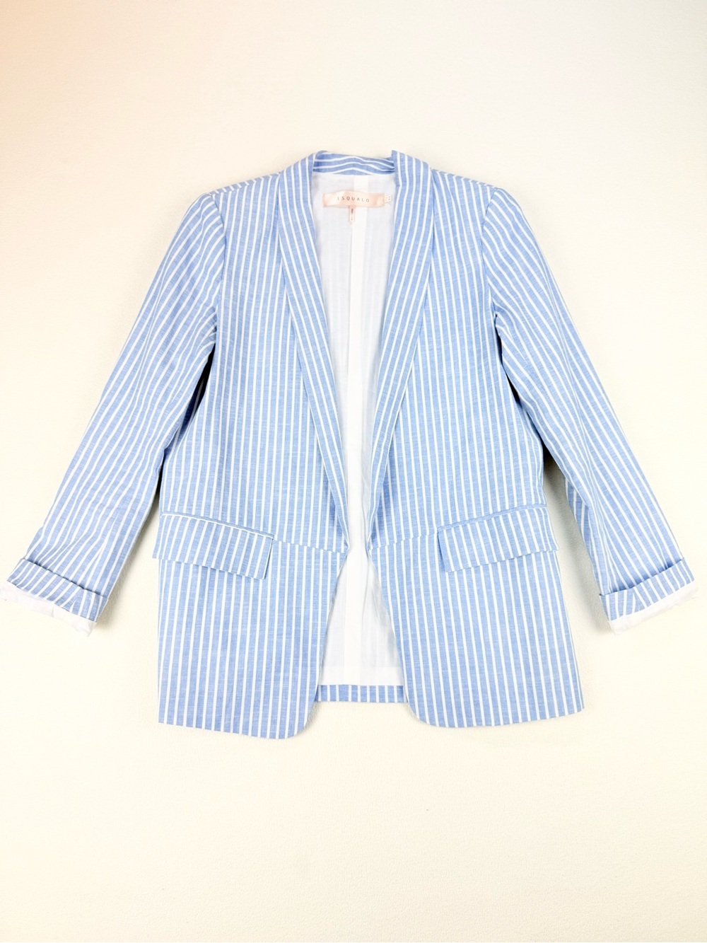 Esqualo Cotton Blazer Blue White Stripe Preppy Coastal Chic Lightweight Jacket